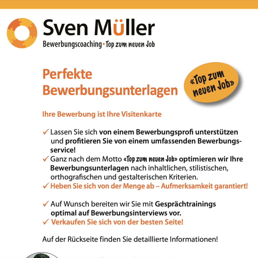 Sven Müller Bewerbungscoaching, Flyer Services 2